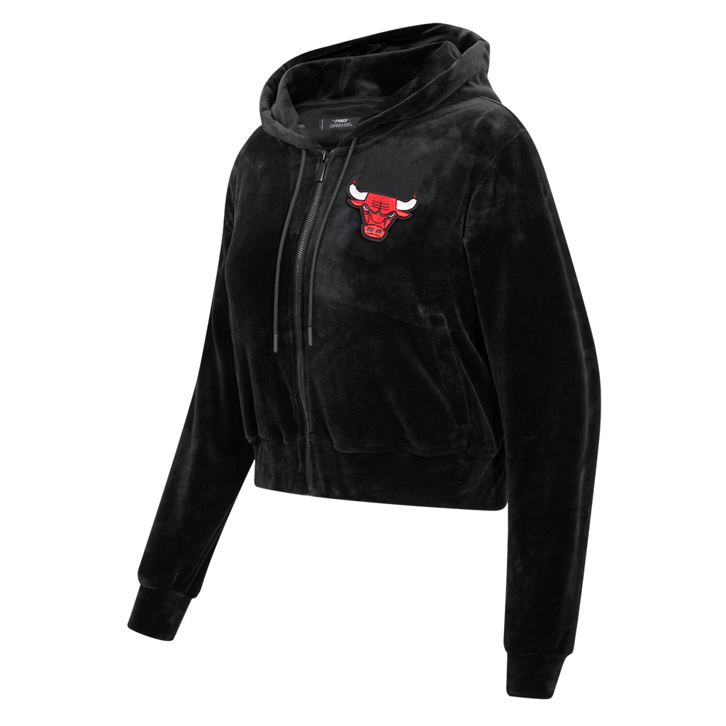 Chicago Bulls Pro Standard Women Velour Full Zip Hoodie product image 3, provided for visual reference and product detail