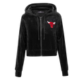Chicago Bulls Pro Standard Women Velour Full Zip Hoodie product image 1, provided for visual reference and product detail