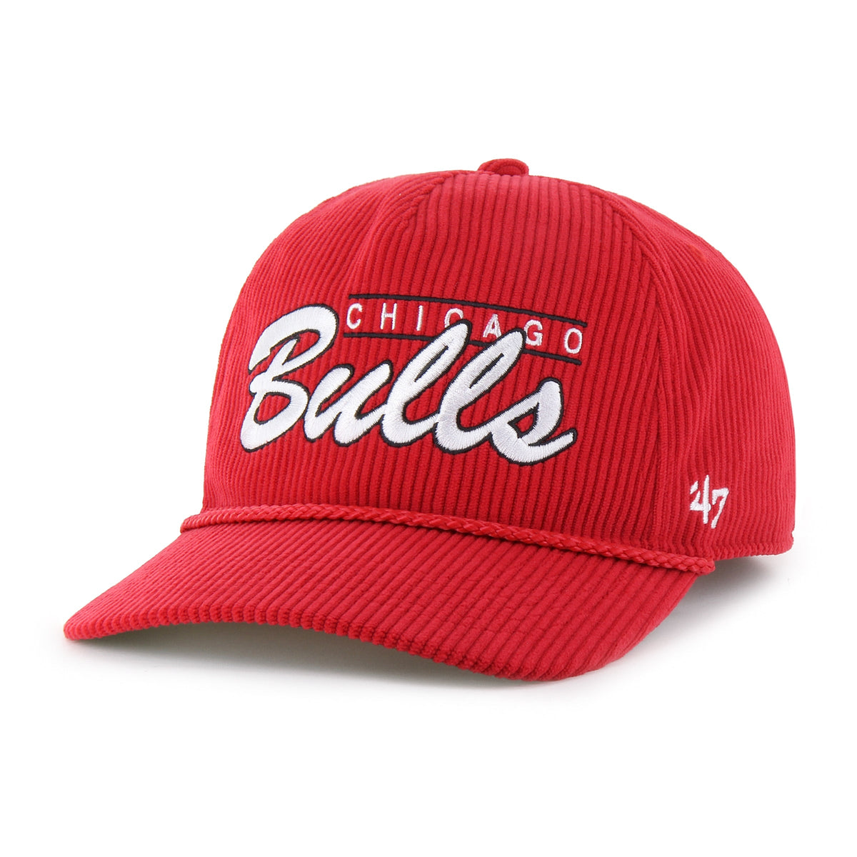 Chicago Bulls Red Double Header Cord '47 Hitch Adjustable Hat product image 2, provided for visual reference and product