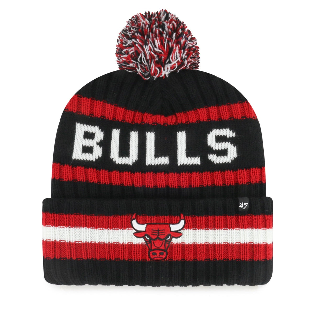 Chicago Bulls '47 Bering Black Cuffed Knit Hat product image 1, provided for visual reference and product detail review
