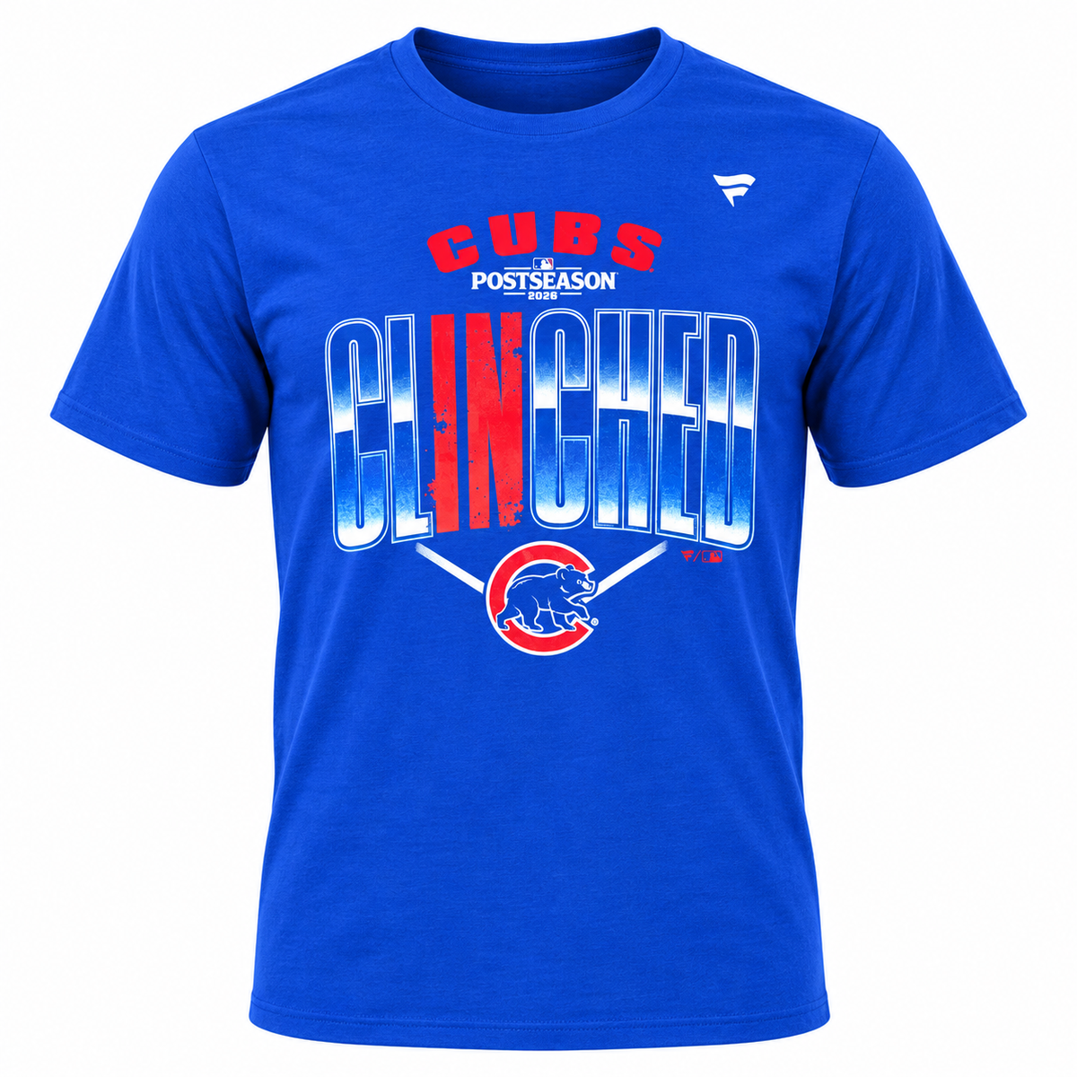 Chicago Cubs 2026 Postseason Clinched On-Field T-Shirt product image 1, provided for visual reference and product detail