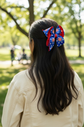 Chicago Cubs Two Tone Polka Dot Hair Bow product image 1, provided for visual reference and product detail review