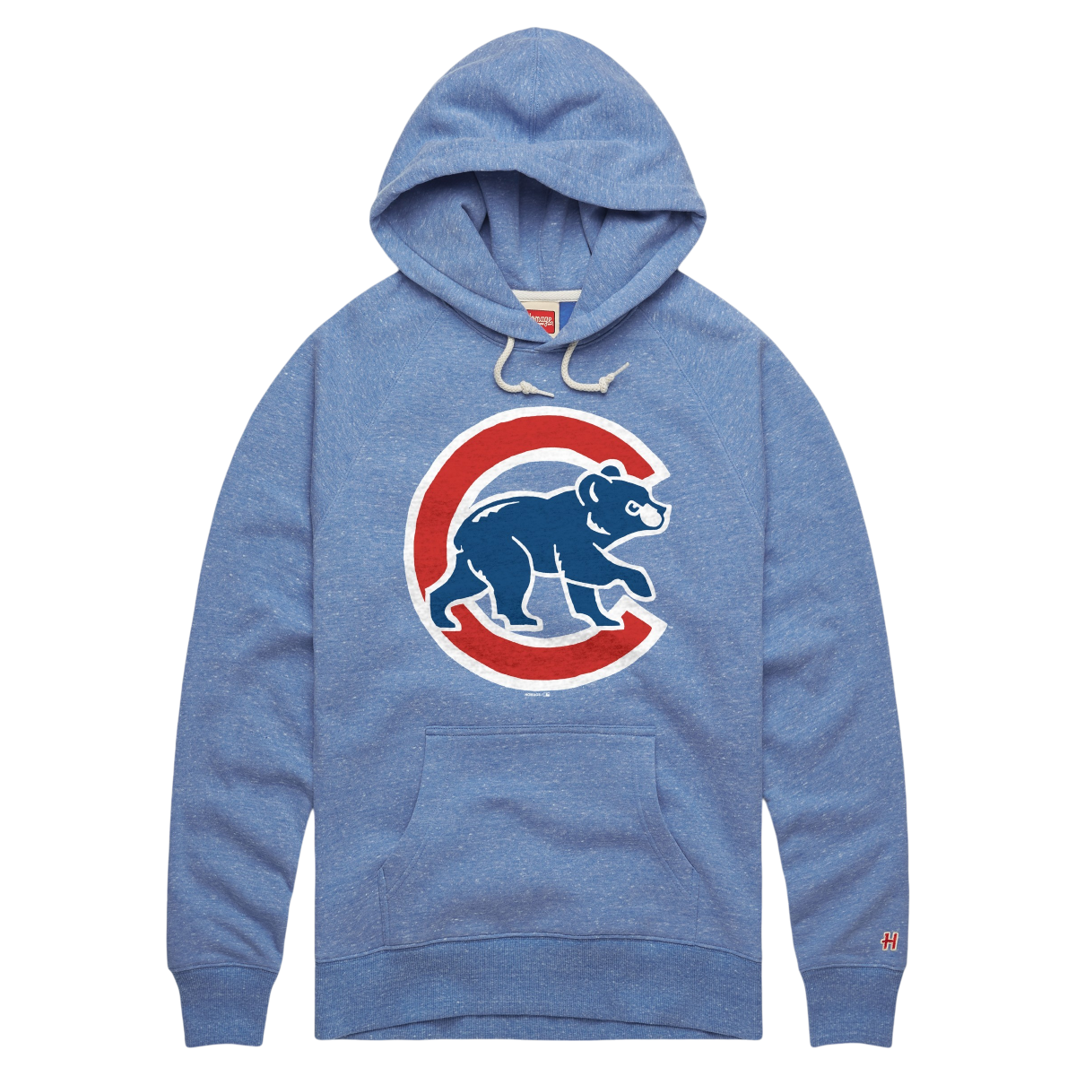 Chicago Cubs Homage Light Blue Crawl Bear Hoodie product image 1, provided for visual reference and product detail review