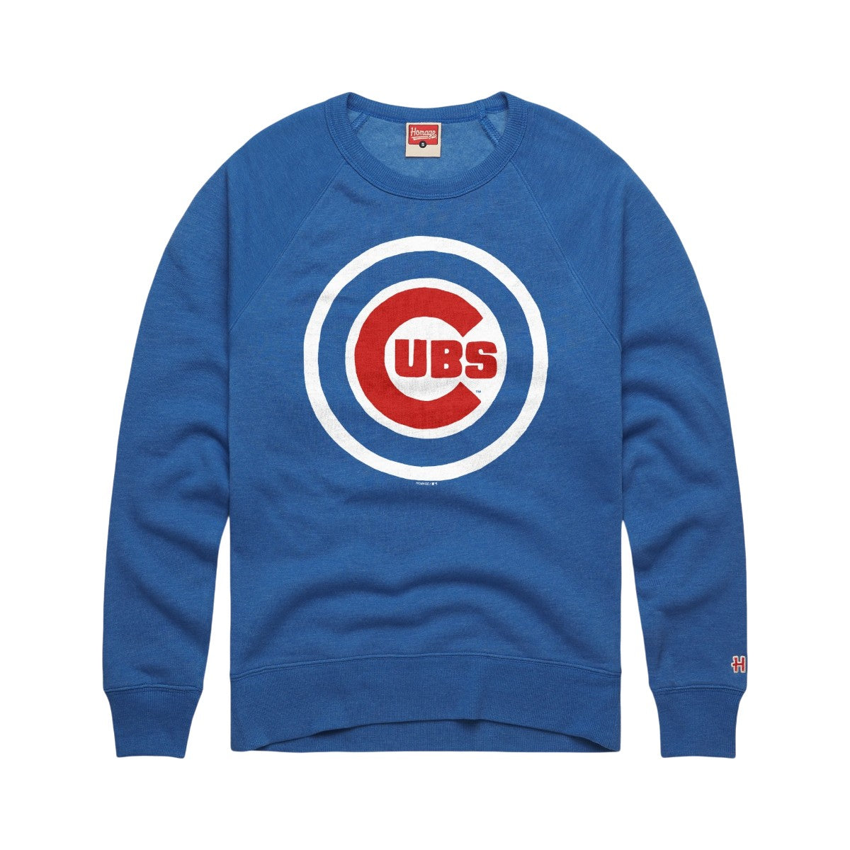 Chicago Cubs Homage Royal Logo Crewneck Sweatshirt product image 1, provided for visual reference and product detail review