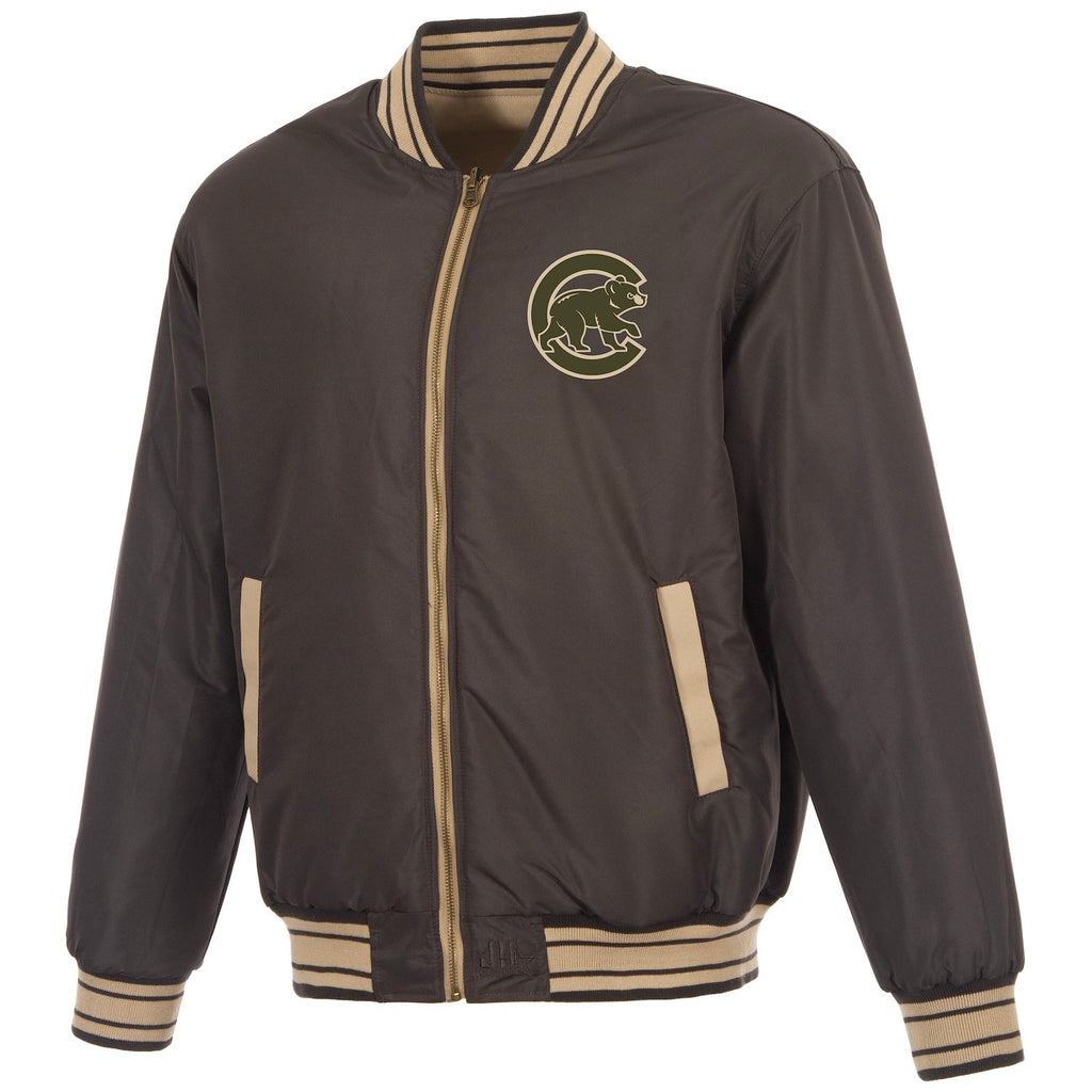 Chicago Cubs JH Design Tan Reversible Full Zip Jacket product image 4, provided for visual reference and product detail