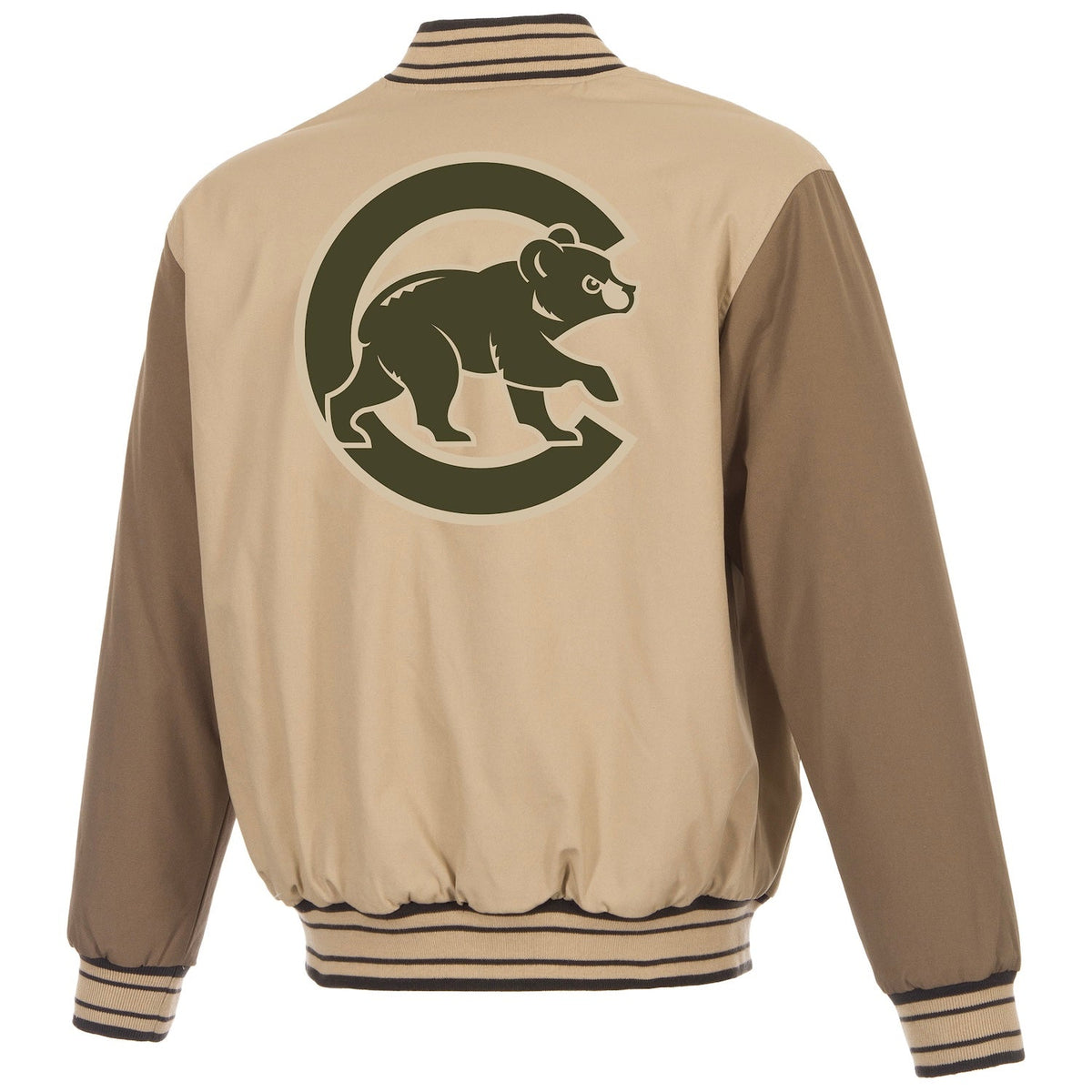 Chicago Cubs JH Design Tan Reversible Full Zip Jacket product image 3, provided for visual reference and product detail
