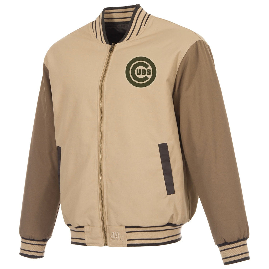 Chicago Cubs JH Design Tan Reversible Full Zip Jacket product image 2, provided for visual reference and product detail