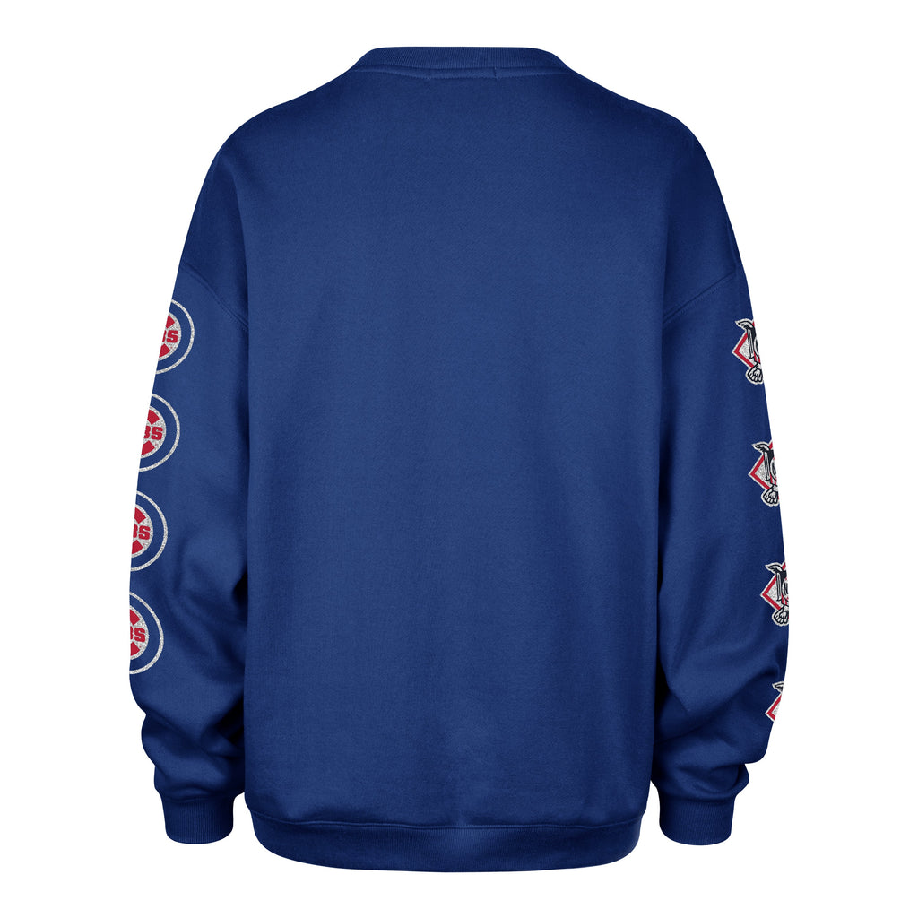 Chicago Cubs Ladies Royal Go Big Oversized '47 Crewneck Sweatshirt product image 2, provided for visual reference and