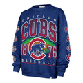 Chicago Cubs Ladies Royal Go Big Oversized '47 Crewneck Sweatshirt product image 1, provided for visual reference and