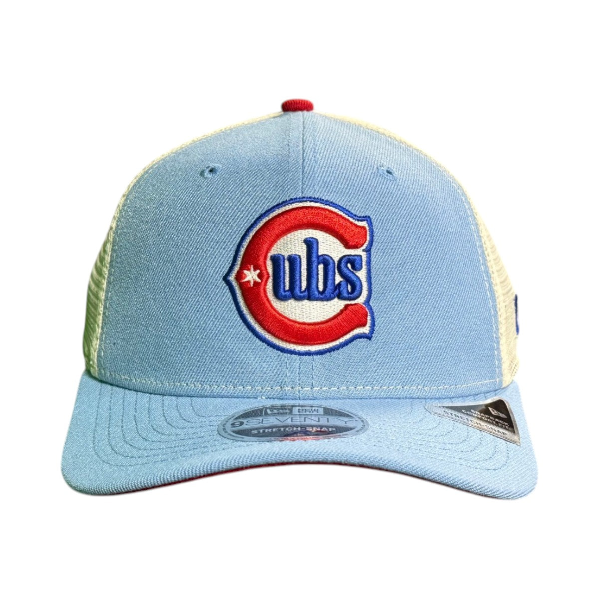 Chicago Cubs New Era 9SEVENTY Alt Sky Trucker Hat product image 2, provided for visual reference and product detail review