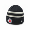 Chicago Cubs New Era Navy/Gray/White 150th Anniversary Cuffed Knit Beanie product image 1, provided for visual reference and
