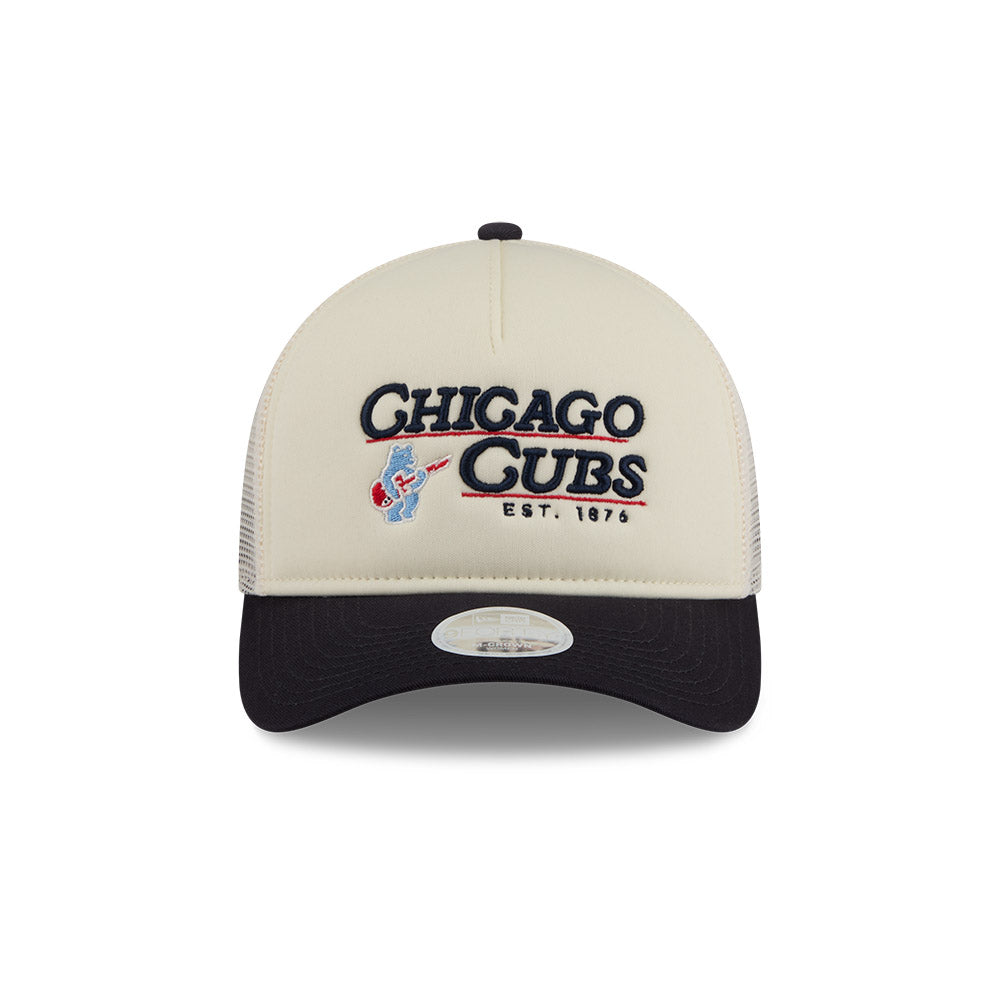 Chicago Cubs New Era Tan/Navy Retro Rock Bear 9FORTY A-Frame Adjustable Hat product image 2, provided for visual reference