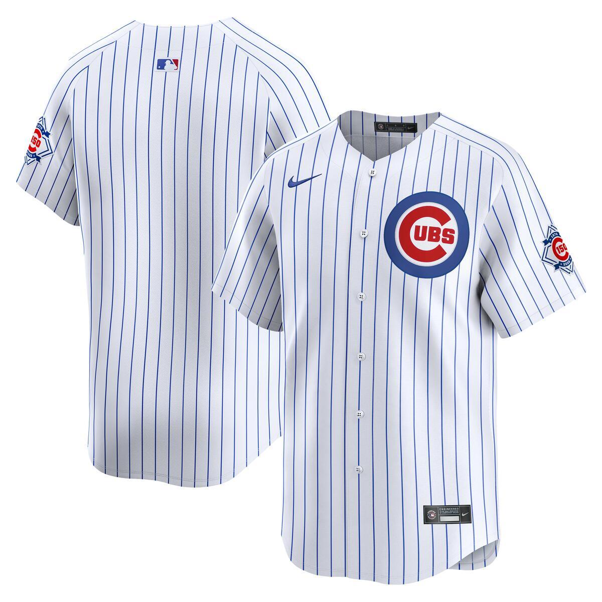 Chicago Cubs Nike Men 150th Anniversary Home Pinstripe Limited Jersey product image 1, provided for visual reference and