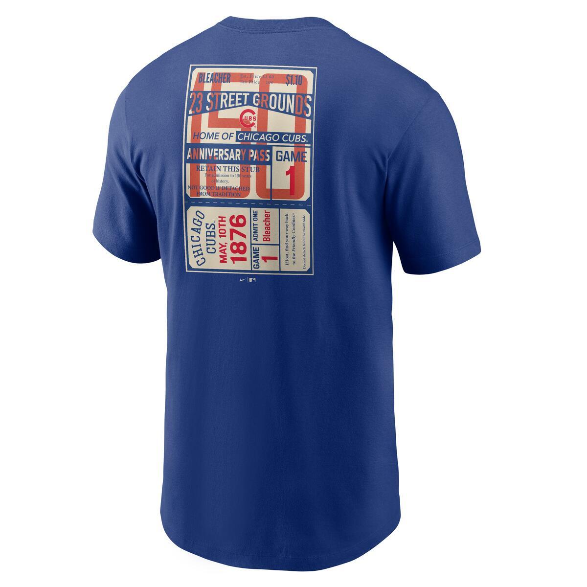 Chicago Cubs Nike Men 150th Anniversary Royal Left Chest T-Shirt product image 2, provided for visual reference and product