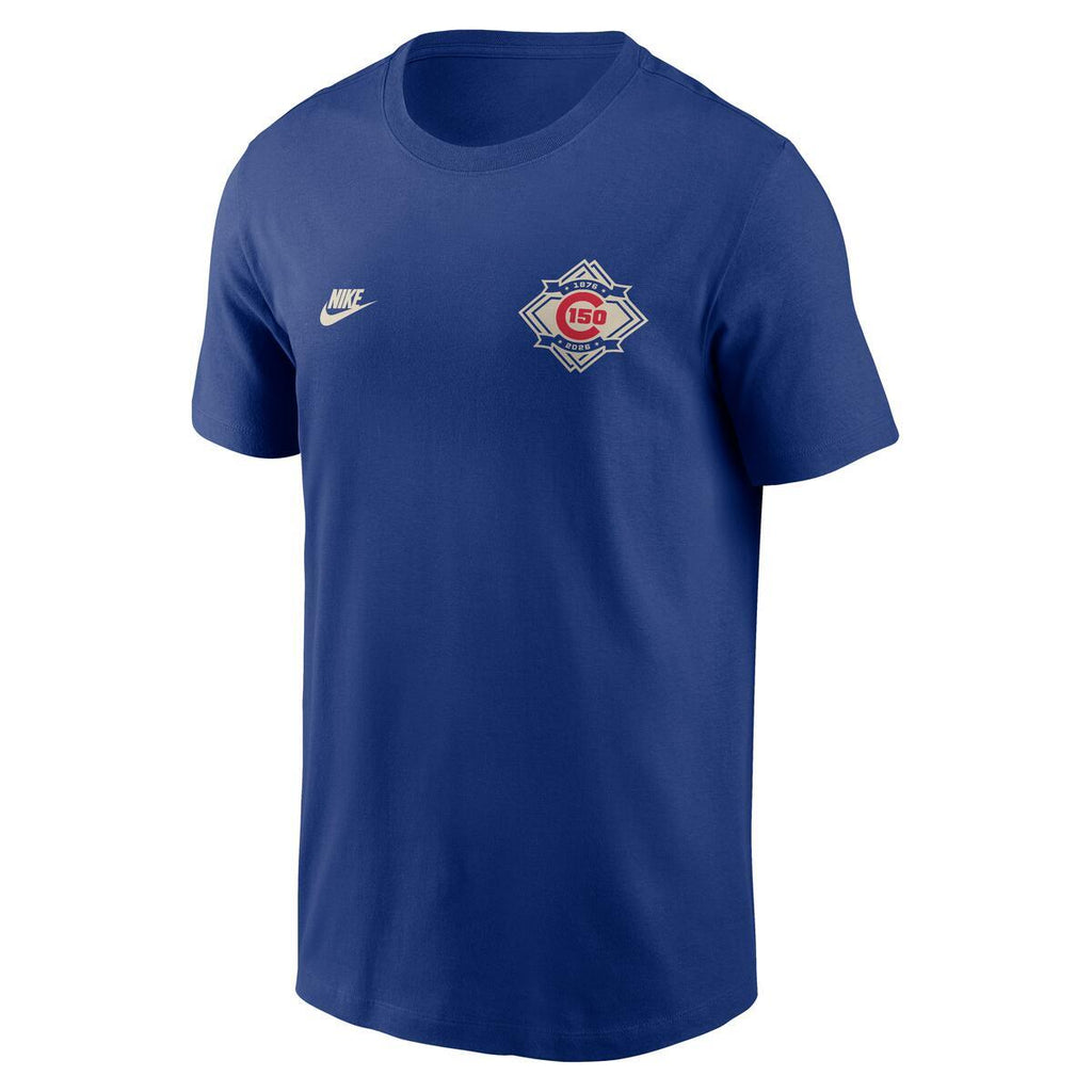 Chicago Cubs Nike Men 150th Anniversary Royal Left Chest T-Shirt product image 3, provided for visual reference and product