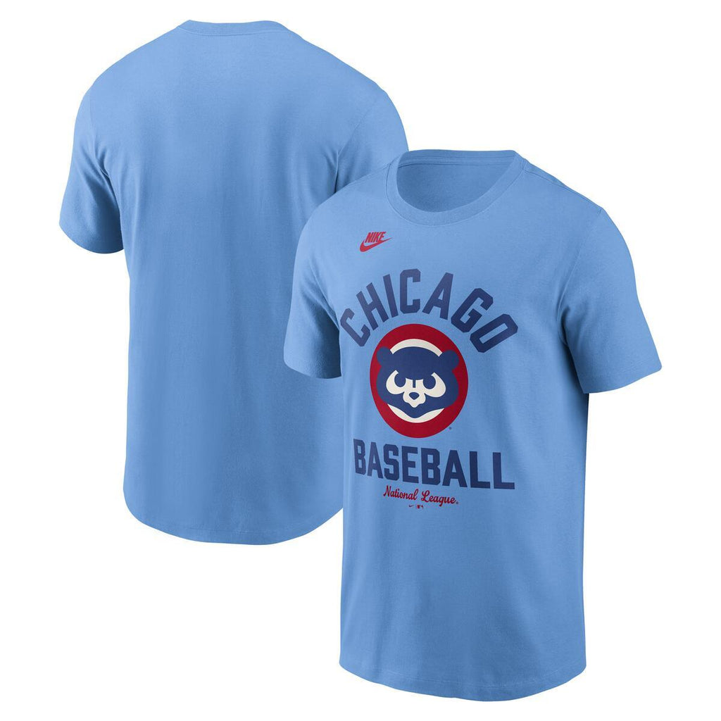 Chicago Cubs Nike Men Valor Blue 1984 Logo T-Shirt product image 1, provided for visual reference and product detail review
