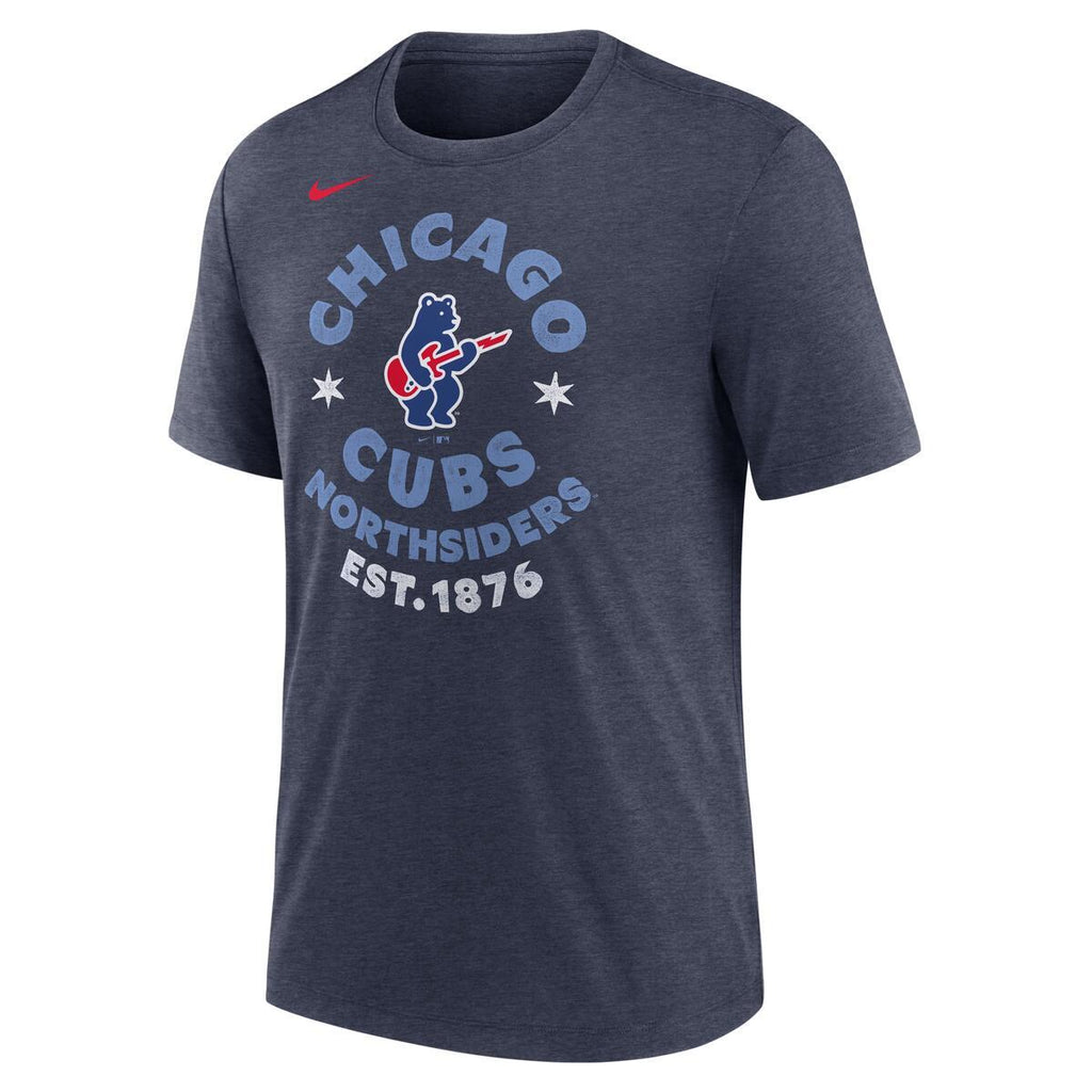 Chicago Cubs Nike Navy Heather Rock Bear Northsiders T-Shirt product image 2, provided for visual reference and product