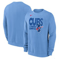 Chicago Cubs Nike Valor Blue Club Fleece Crewneck Sweatshirt product image 1, provided for visual reference and product