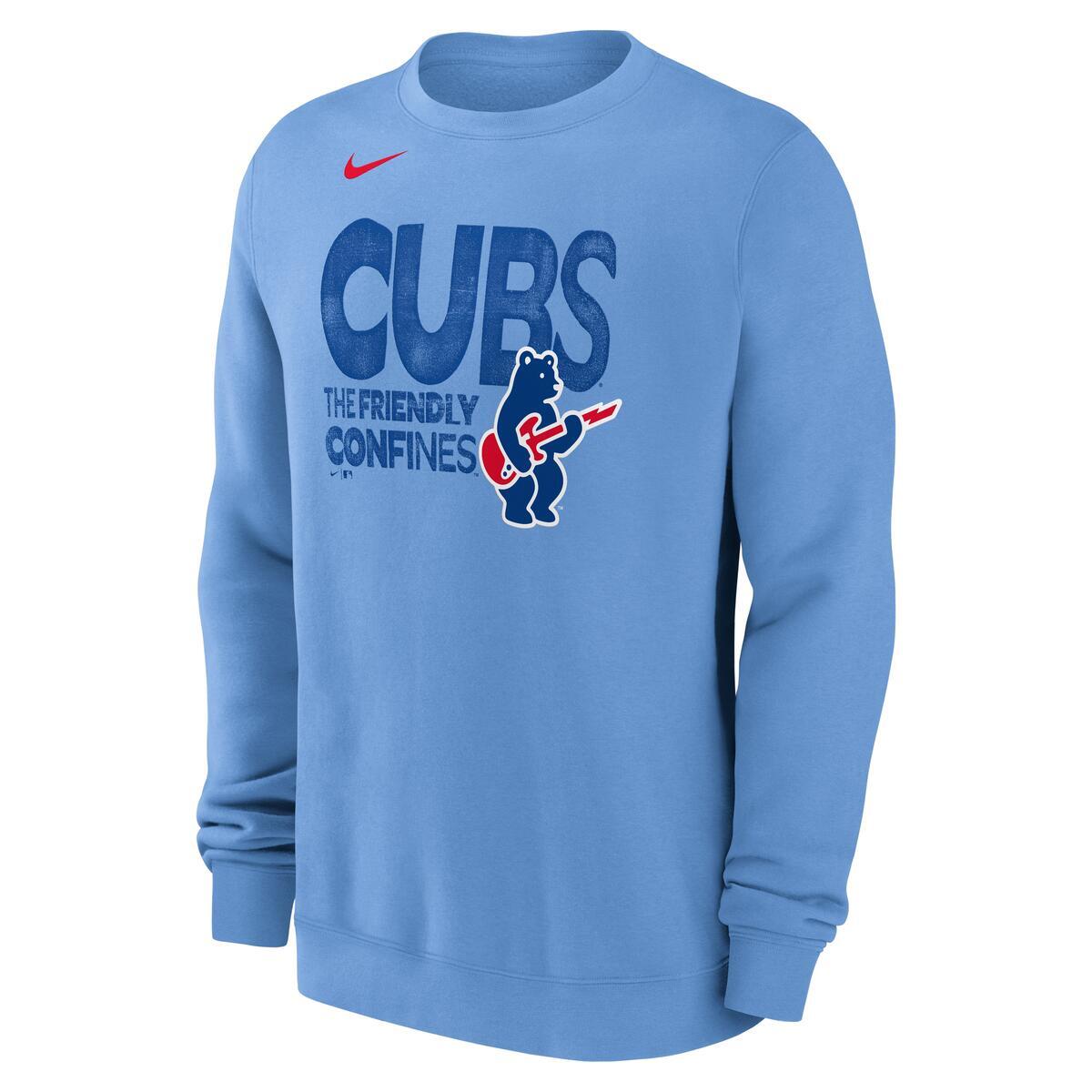 Chicago Cubs Nike Valor Blue Club Fleece Crewneck Sweatshirt product image 2, provided for visual reference and product