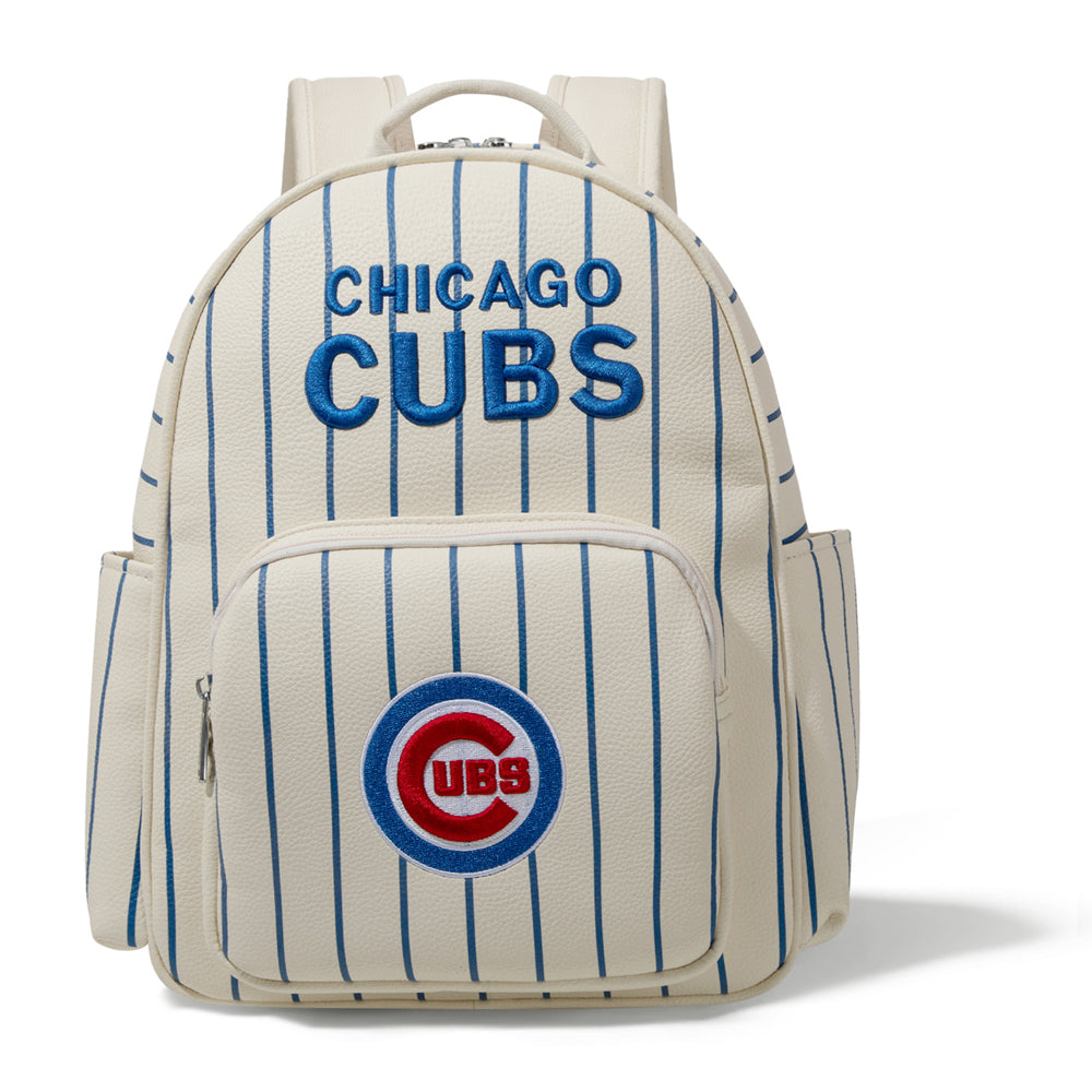 Chicago Cubs Pinstripe Montana West Backpack product image 1, provided for visual reference and product detail review