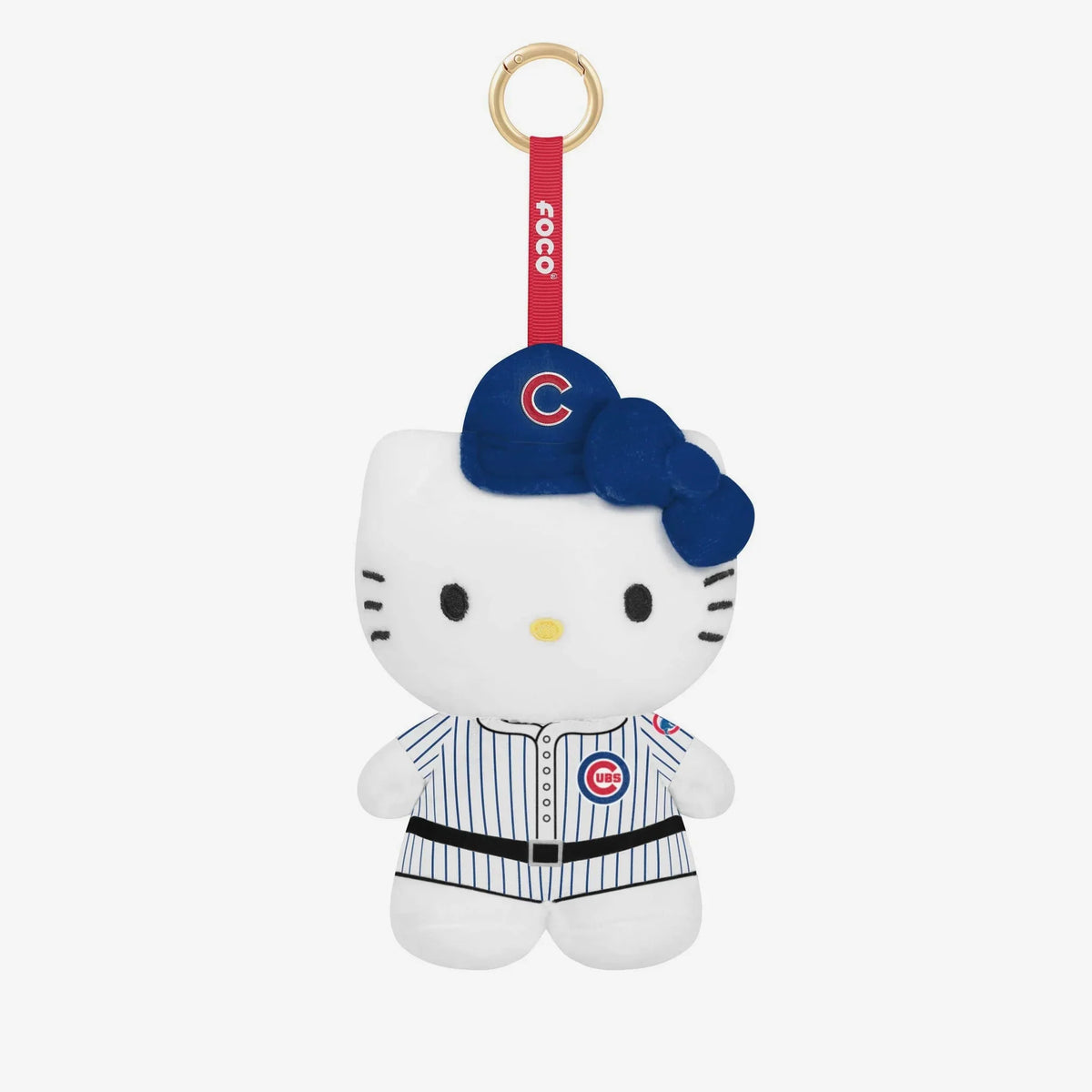 Chicago Cubs Plush 6 in. Hello Kitty Bag Charm Keychain product image 1, provided for visual reference and product detail