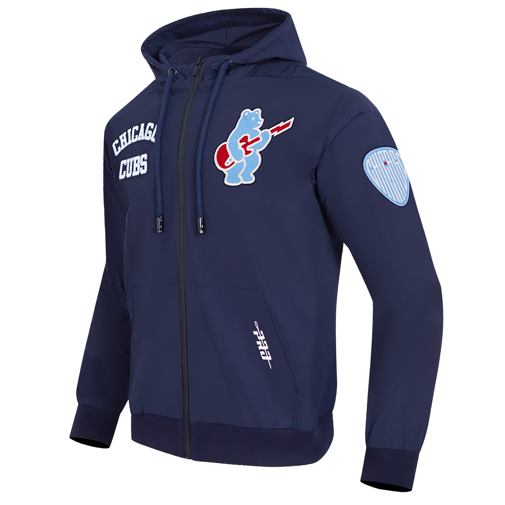 Chicago Cubs Pro Standard Navy Full Zip Woven Rock Bear Windbreaker product image 2, provided for visual reference and