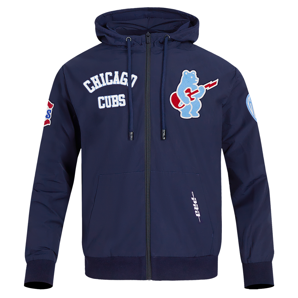 Chicago Cubs Pro Standard Navy Full Zip Woven Rock Bear Windbreaker product image 1, provided for visual reference and