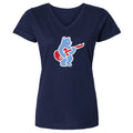 Chicago Cubs Rock Bear Navy V-Neck Women T-Shirt product image 1, provided for visual reference and product detail review