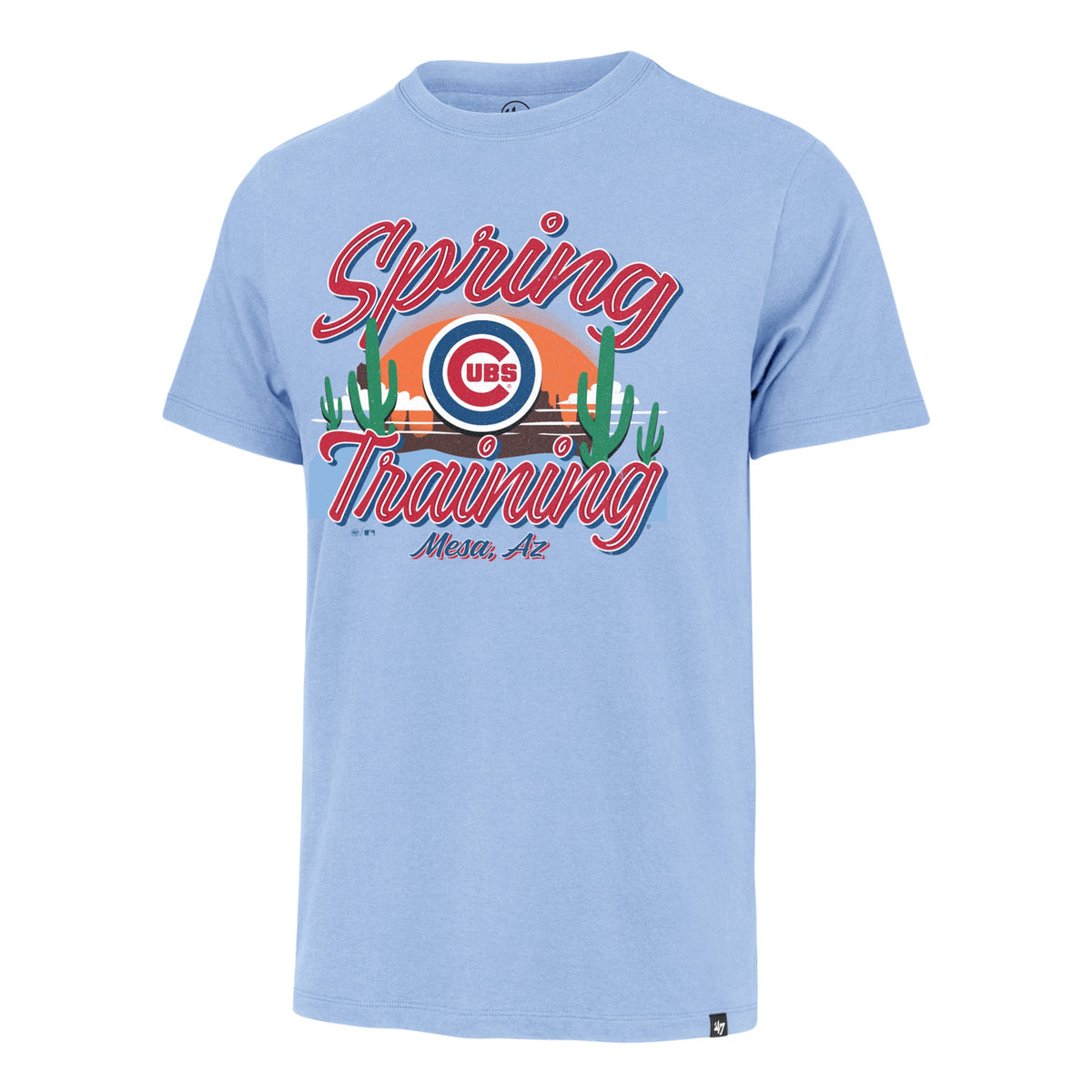 Chicago Cubs Spring Training Mesa, AZ Columbia Blue '47 Franklin T-Shirt product image 1, provided for visual reference and