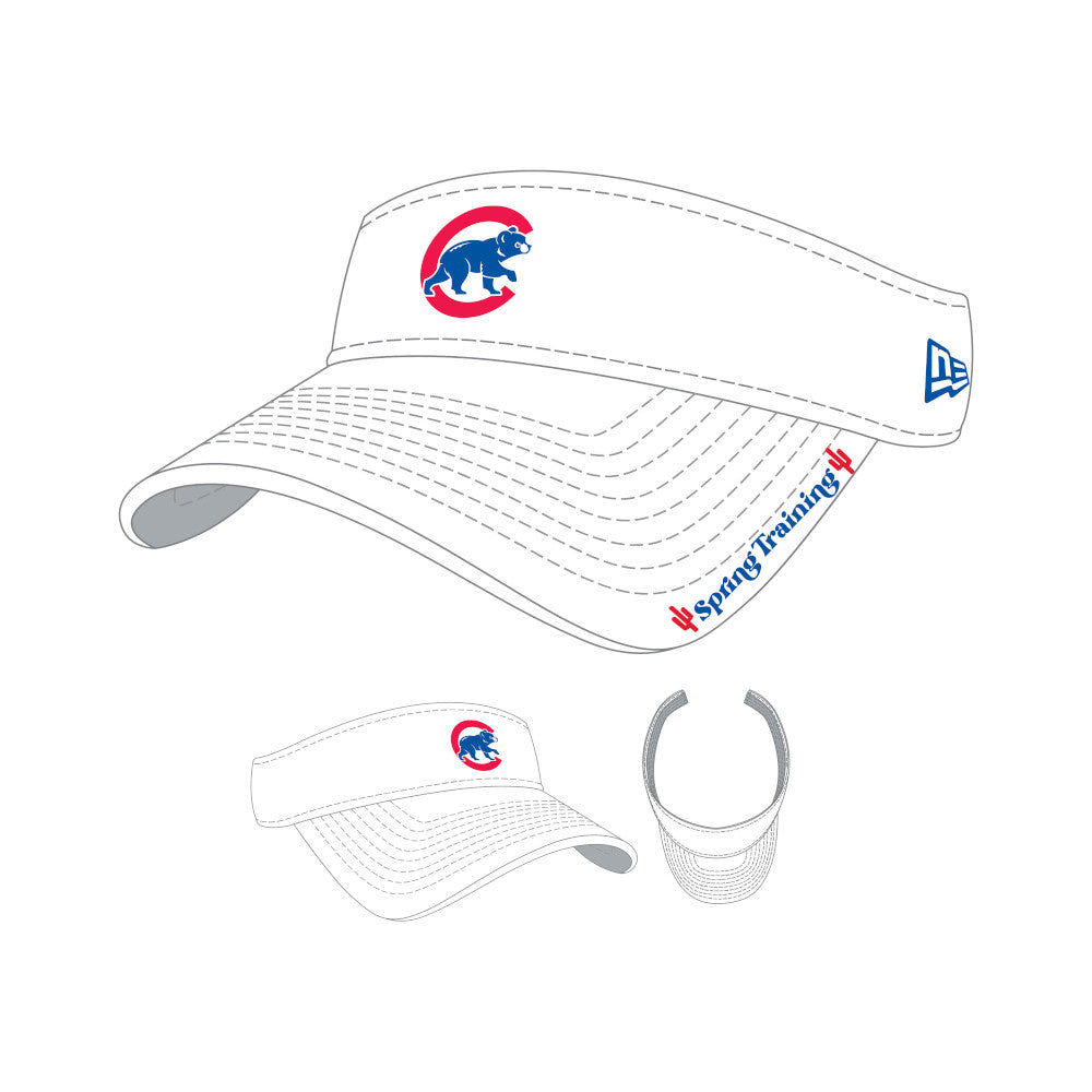 Chicago Cubs Spring Training New Era Women White Side Hit Visor product image 1, provided for visual reference and product