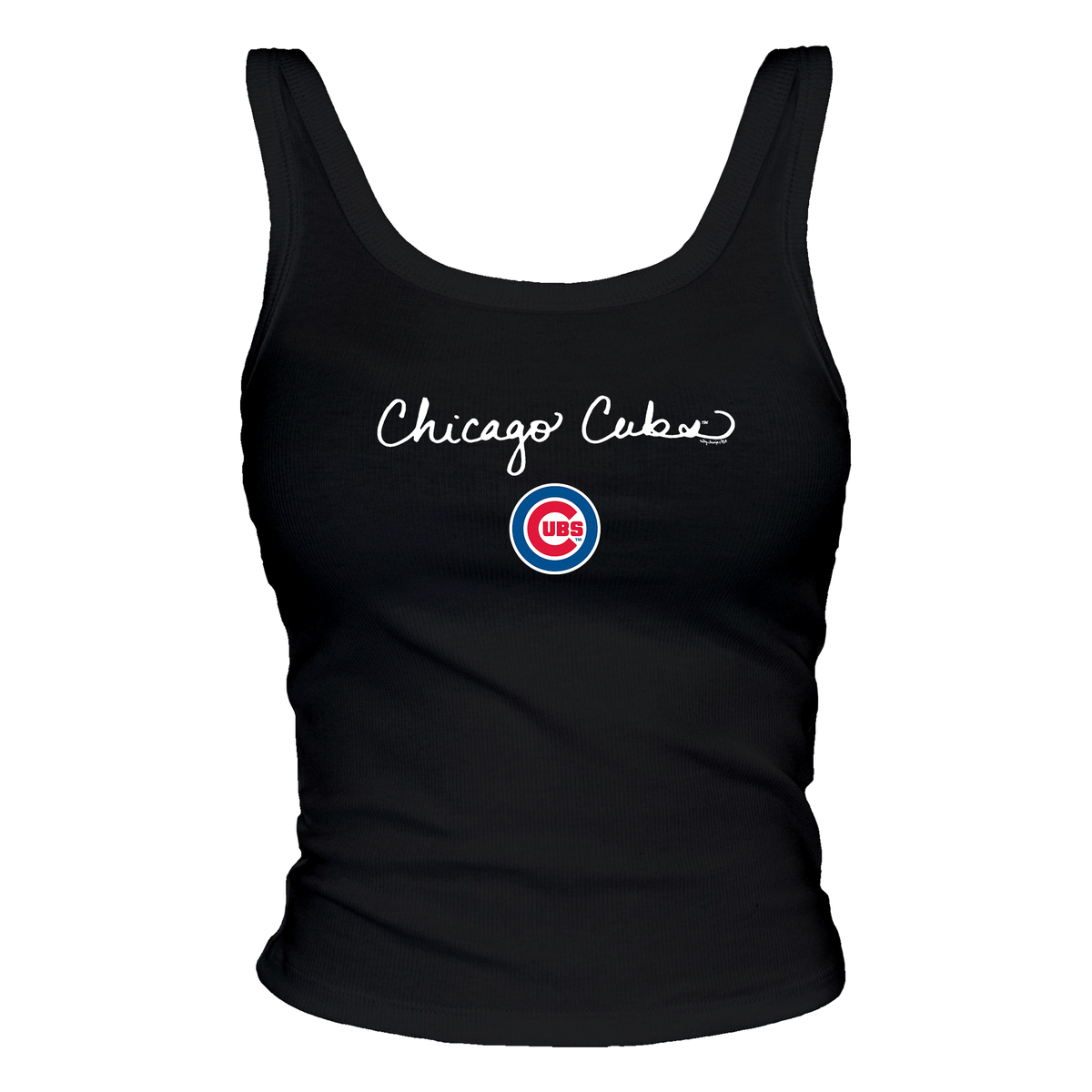 Chicago Cubs Tiny Turnip Women’s Black Script Logo Tank Top product image 1, provided for visual reference and product