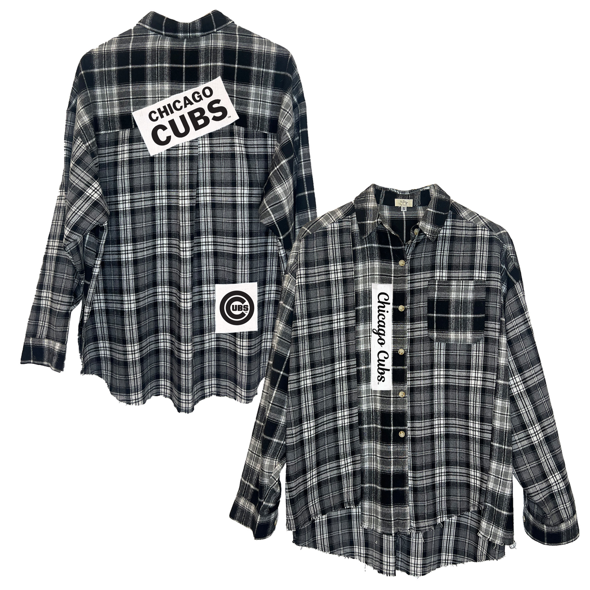 Chicago Cubs Tiny Turnip Women’s Blackout Flannel product image 1, provided for visual reference and product detail review