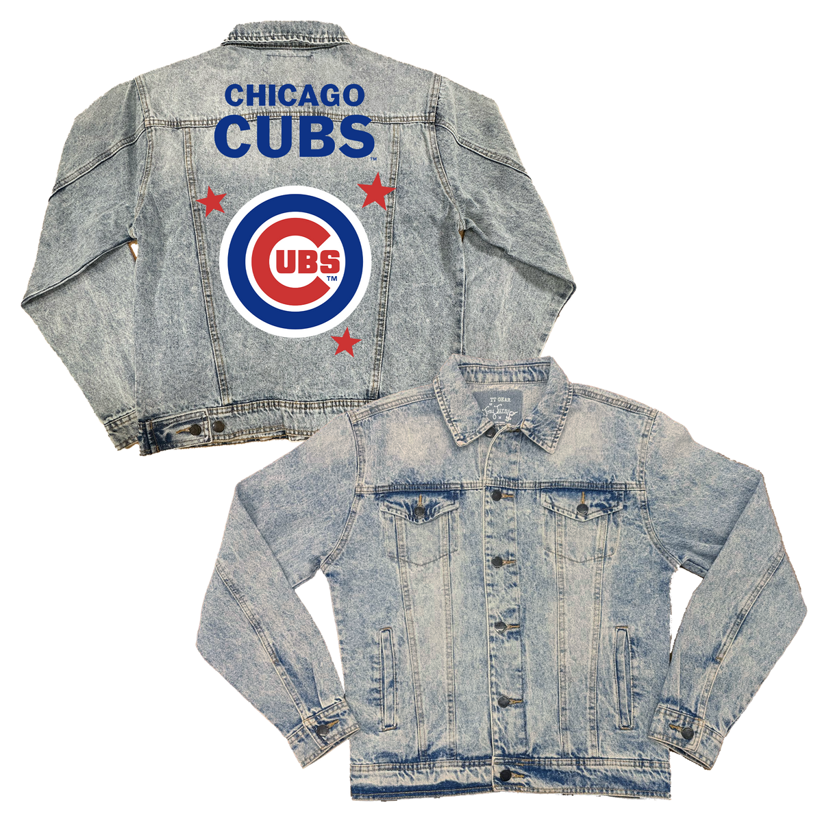 Chicago Cubs Tiny Turnip Women’s Logo Stars Blue Denim Jacket product image 1, provided for visual reference and product