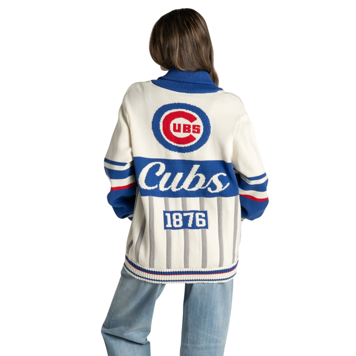 Chicago Cubs Women The Wild Collective 1876 Jacquard Rolled Collar Sweater product image 2, provided for visual reference
