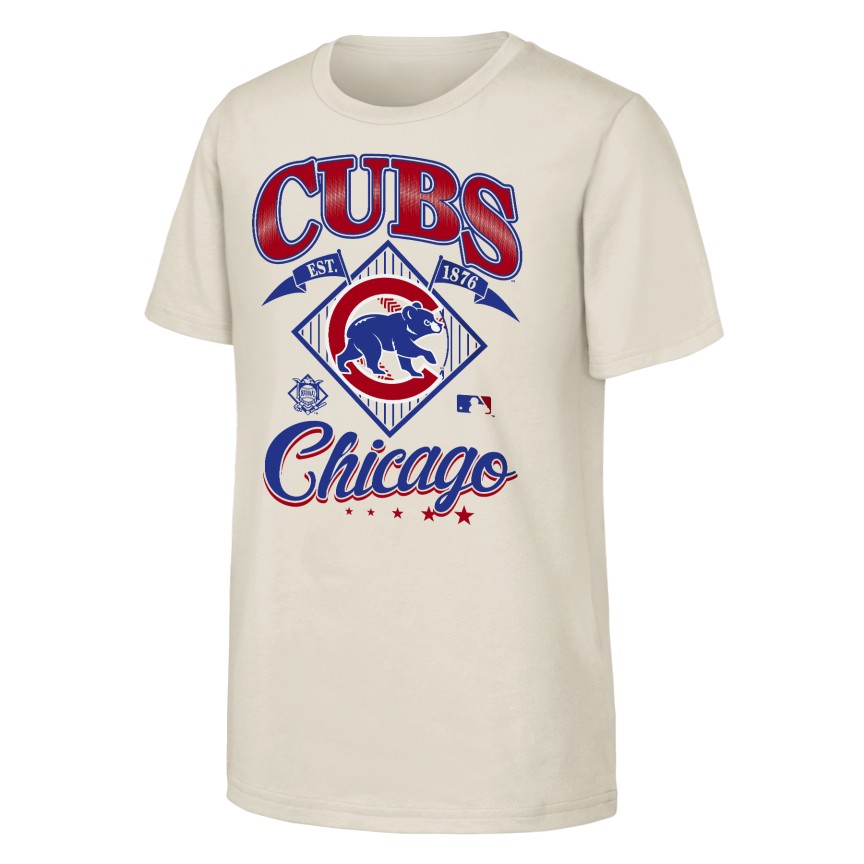 Chicago Cubs Youth Natural Triple Hit T-Shirt product image 1, provided for visual reference and product detail review