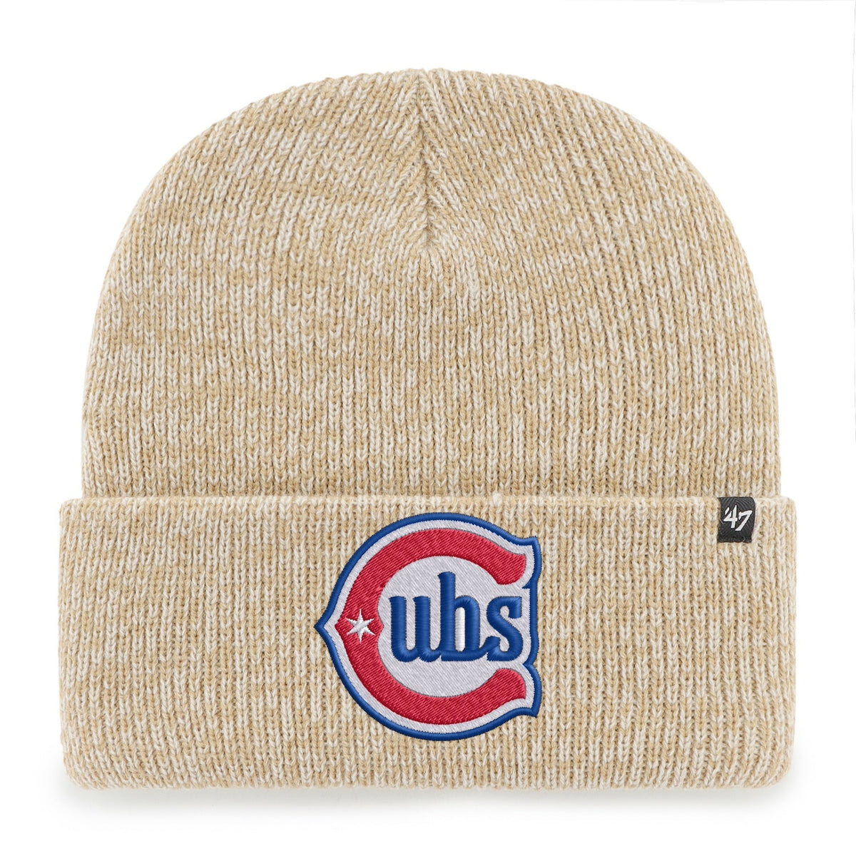 Chicago Cubs '47 Brain Freeze Alt Logo Khaki Cuffed Knit Hat product image 1, provided for visual reference and product