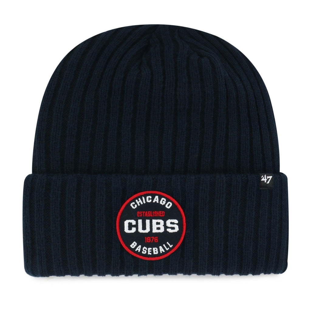 Chicago Cubs '47 Ribbed Snowdrift Navy Cuffed Knit Hat product image 1, provided for visual reference and product detail