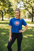 Chicago Cubs '47 Royal Bullseye Women Crop Top product image 1, provided for visual reference and product detail review