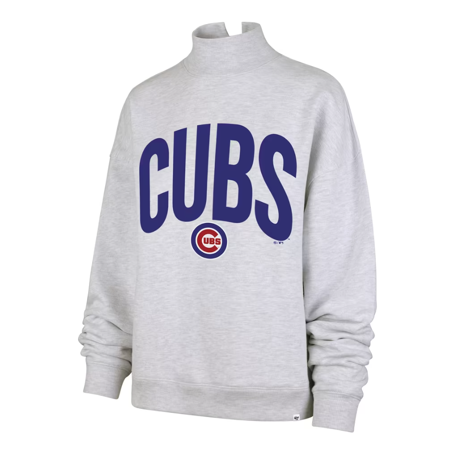 Chicago Cubs '47 Women Subtle Muse Mock Neck Grey Pullover Sweatshirt product image 1, provided for visual reference and