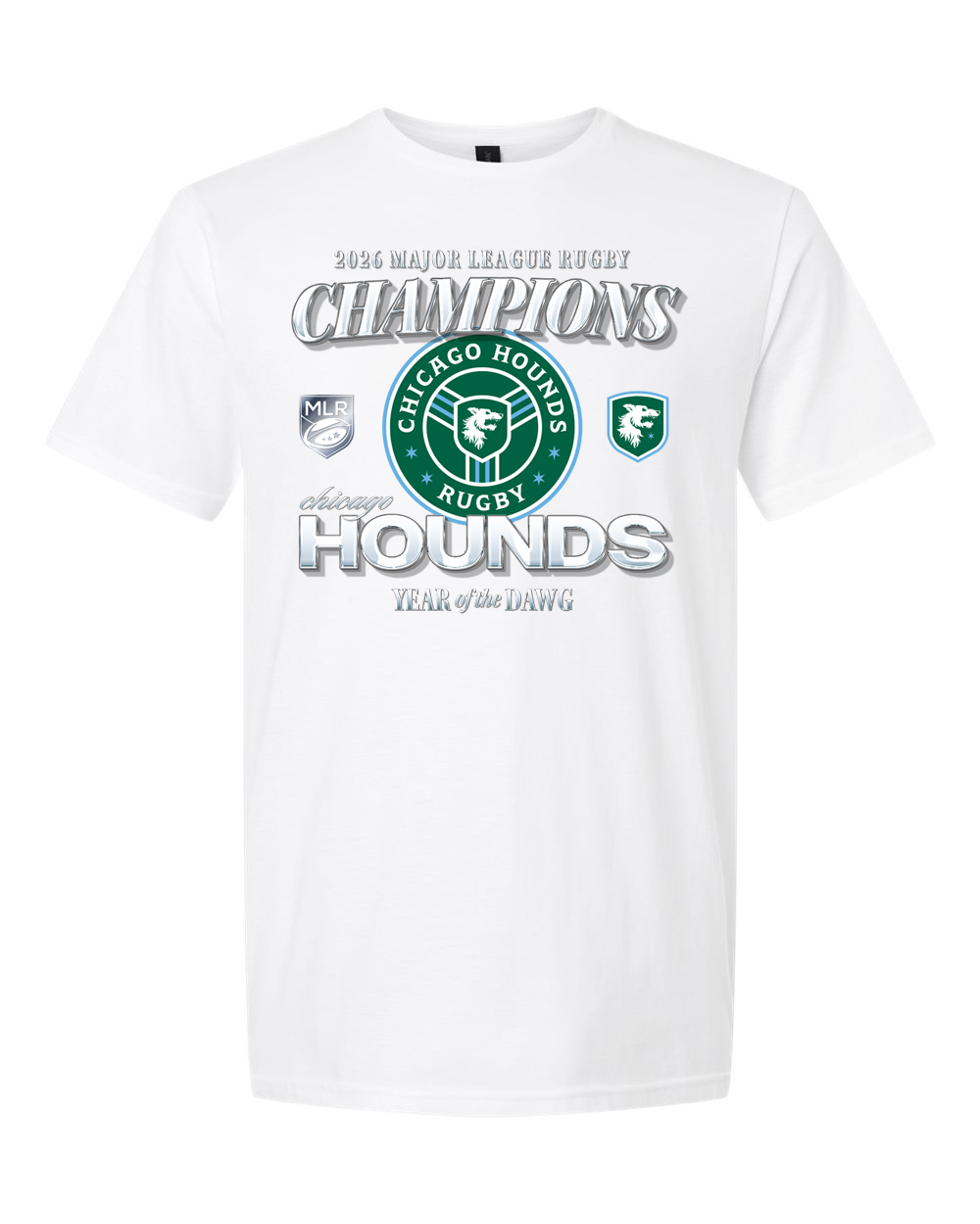 Chicago Hounds 2026 MLR Champions T-Shirt product image 1, provided for visual reference and product detail review