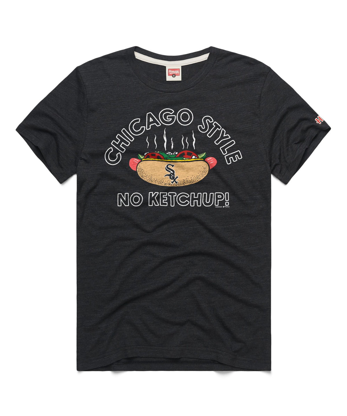 Chicago White Sox Homage Chicago Style No Ketchup Black T-Shirt product image 1, provided for visual reference and product
