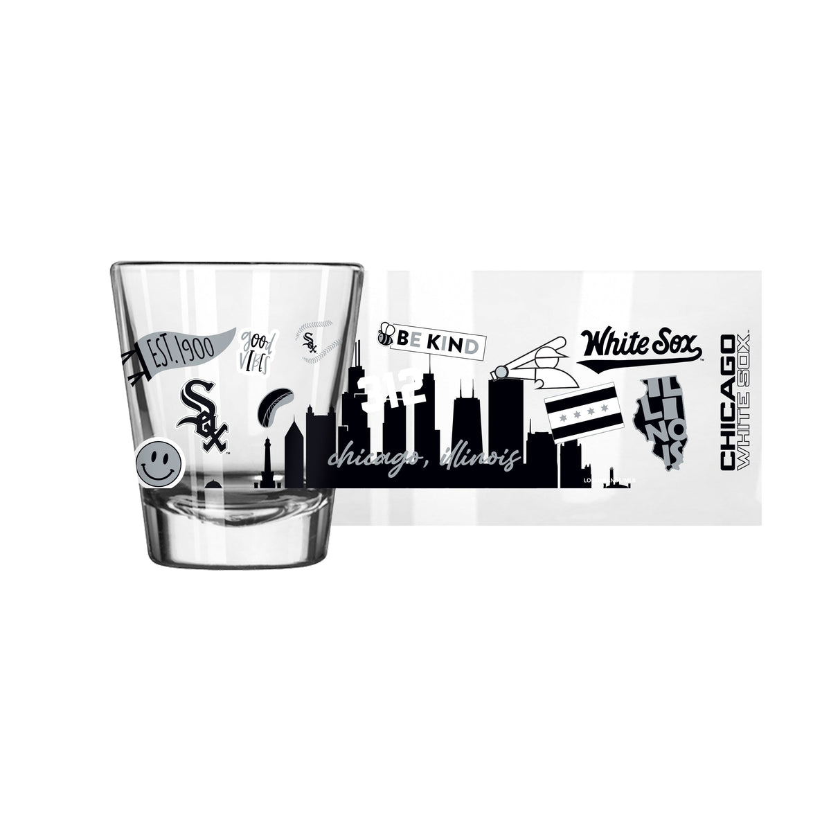Chicago White Sox Native Design Shot Glass product image 1, provided for visual reference and product detail review