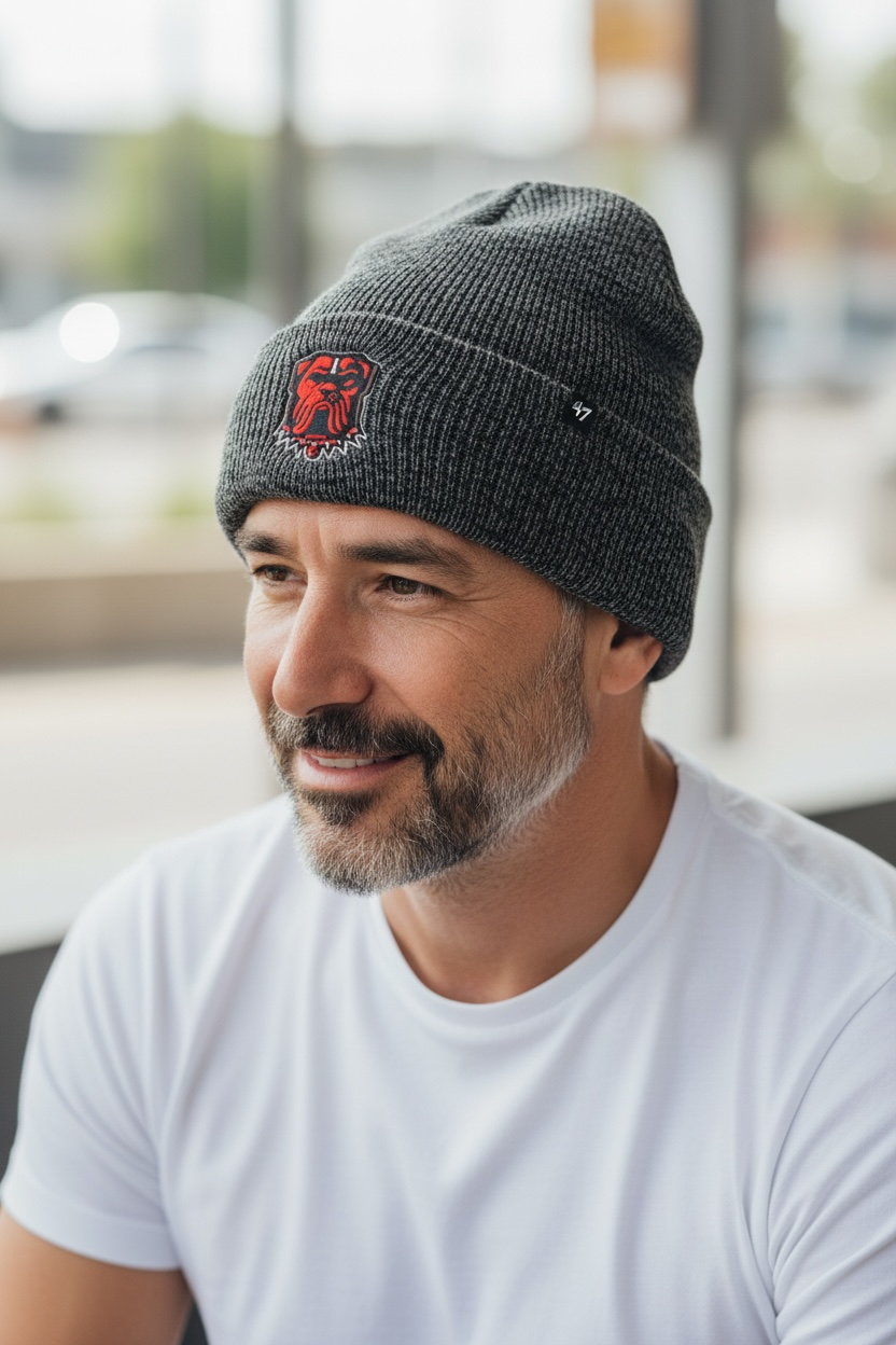 Cleveland Browns '47 Black Brain Freeze Cuffed Knit Hat product image 1, provided for visual reference and product detail