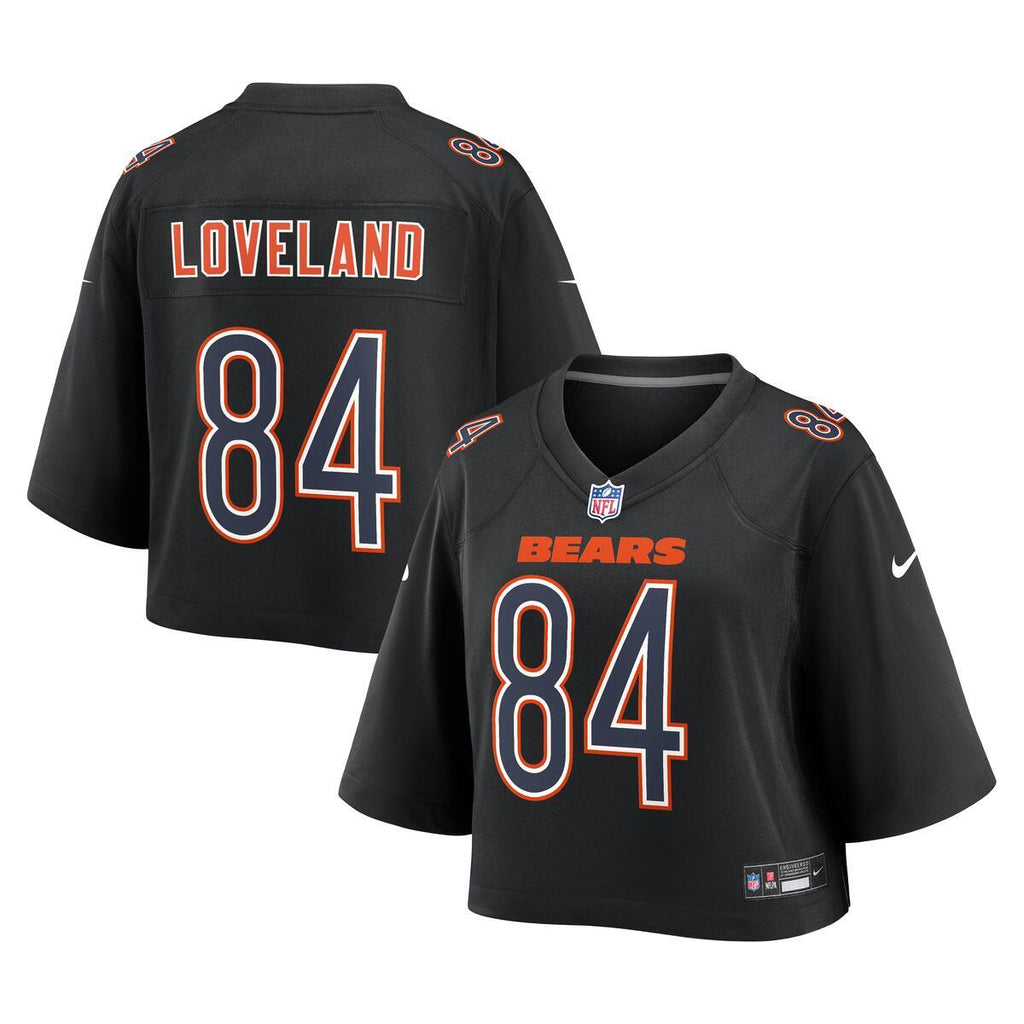 Colston Loveland #84 Chicago Bears Black Crop Fashion Jersey product image 3, provided for visual reference and product