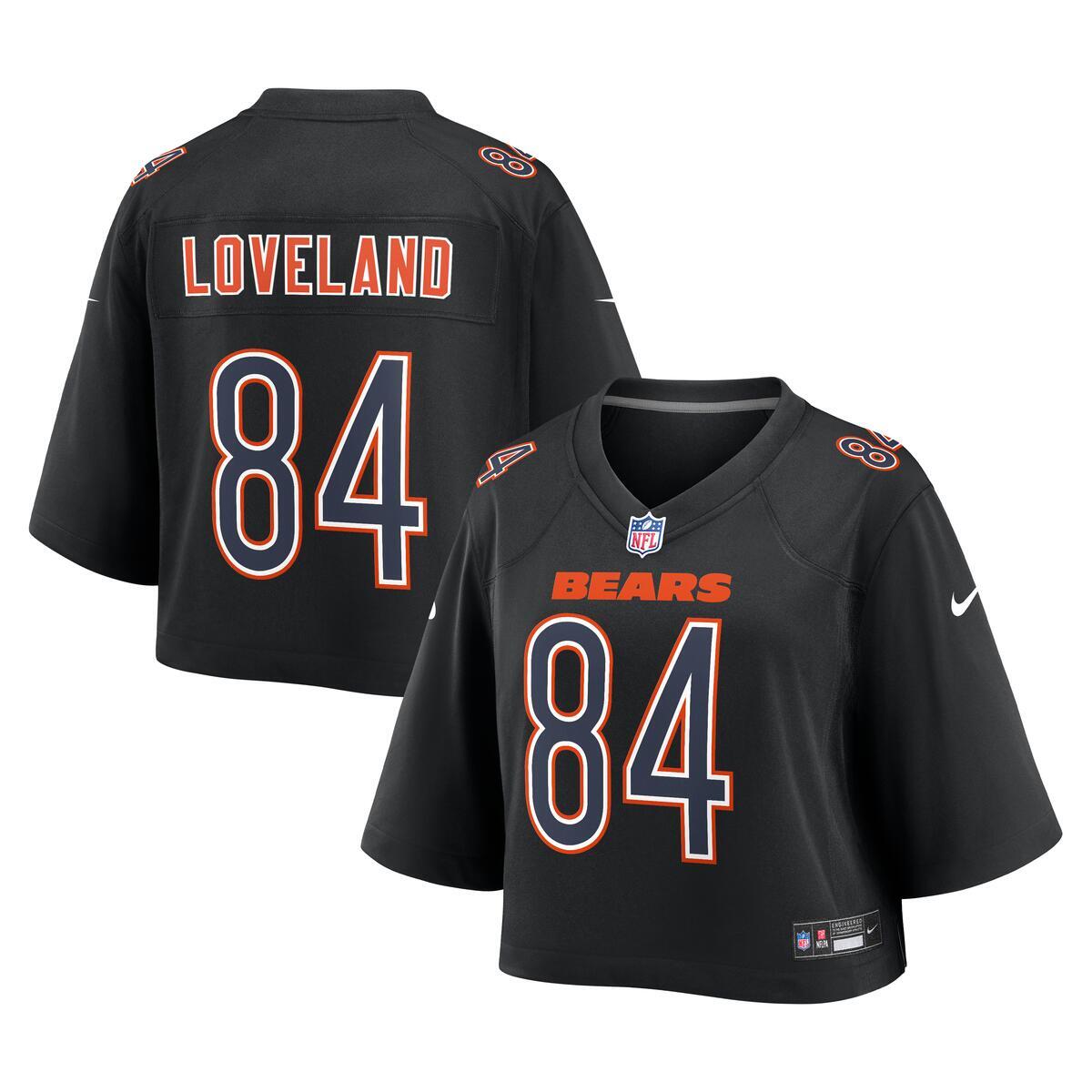 Colston Loveland #84 Chicago Bears Black Crop Fashion Jersey product image 3, provided for visual reference and product