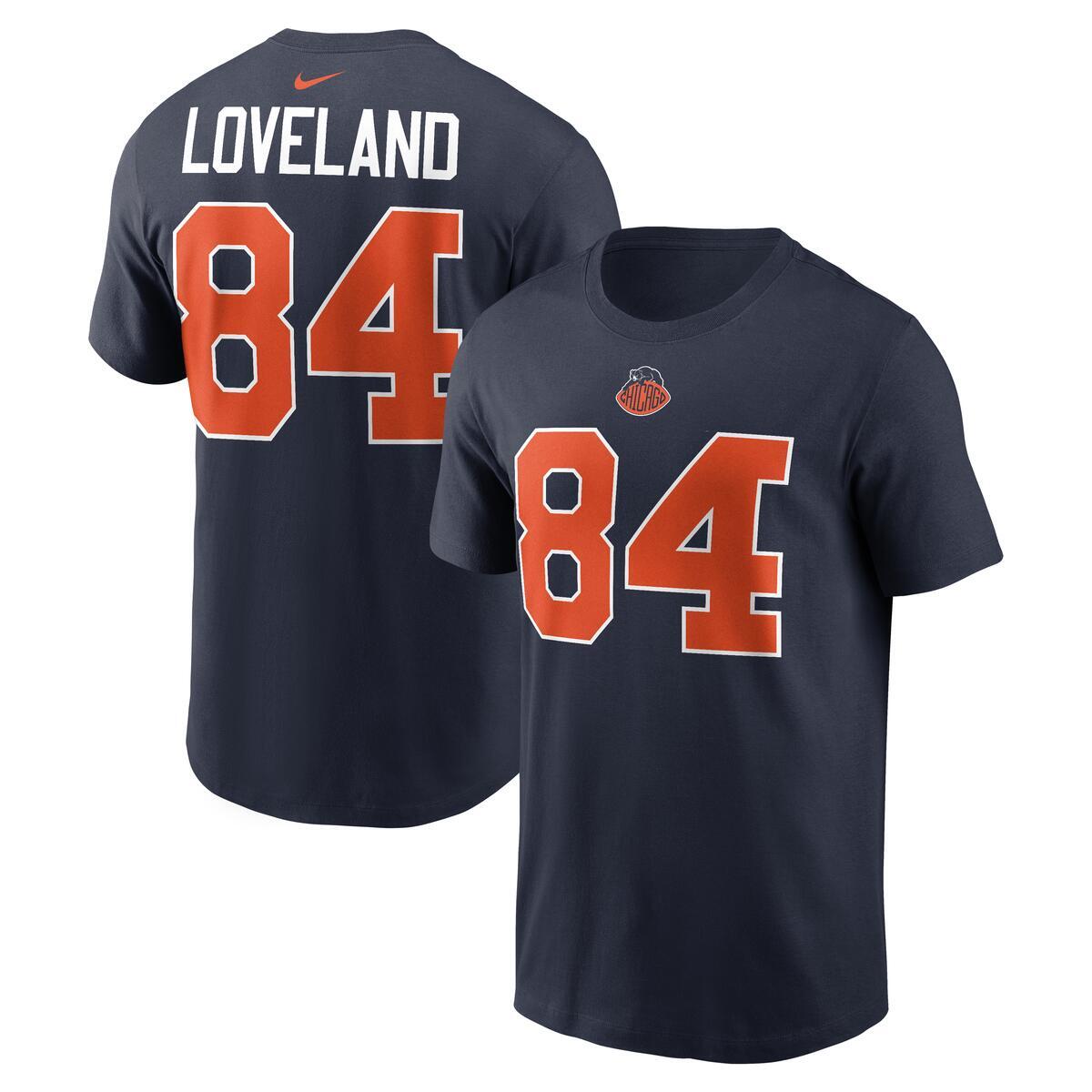 Colston Loveland #84 Chicago Bears Nike Men Rivalry T-Shirt product image 1, provided for visual reference and product