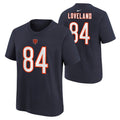 Colston Loveland #84 Chicago Bears Nike Youth Player T-Shirt product image 1, provided for visual reference and product