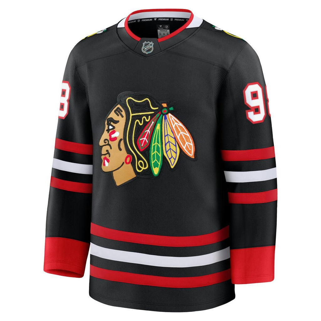 Connor Bedard Chicago Blackhawks Fanatics Premium Black Alternate Jersey product image 3, provided for visual reference and