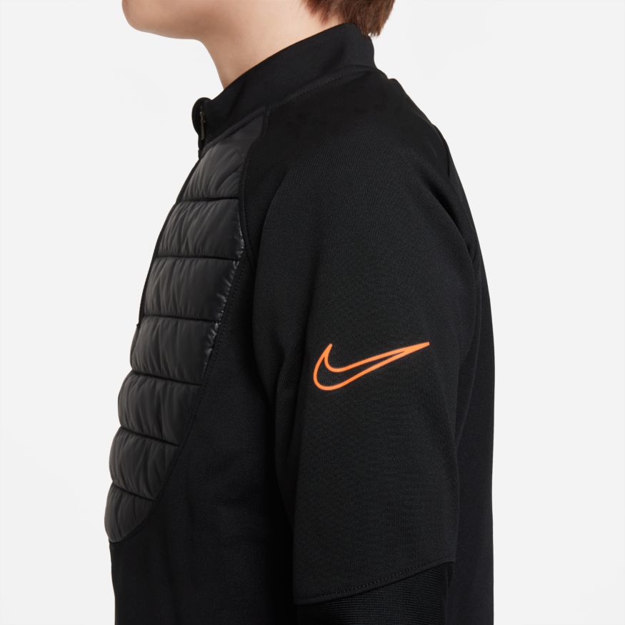 Nike Kid's Therma-FIT Academy Winter Warrior Soccer Drill Top-Black product image 3, provided for visual reference and