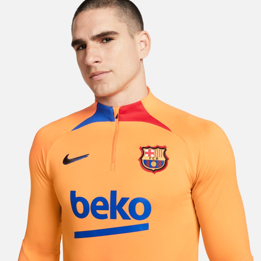 Nike Men FC Barcelona Strike Dri-FIT Soccer Drill Top-Vivid Orange product image 4, provided for visual reference and